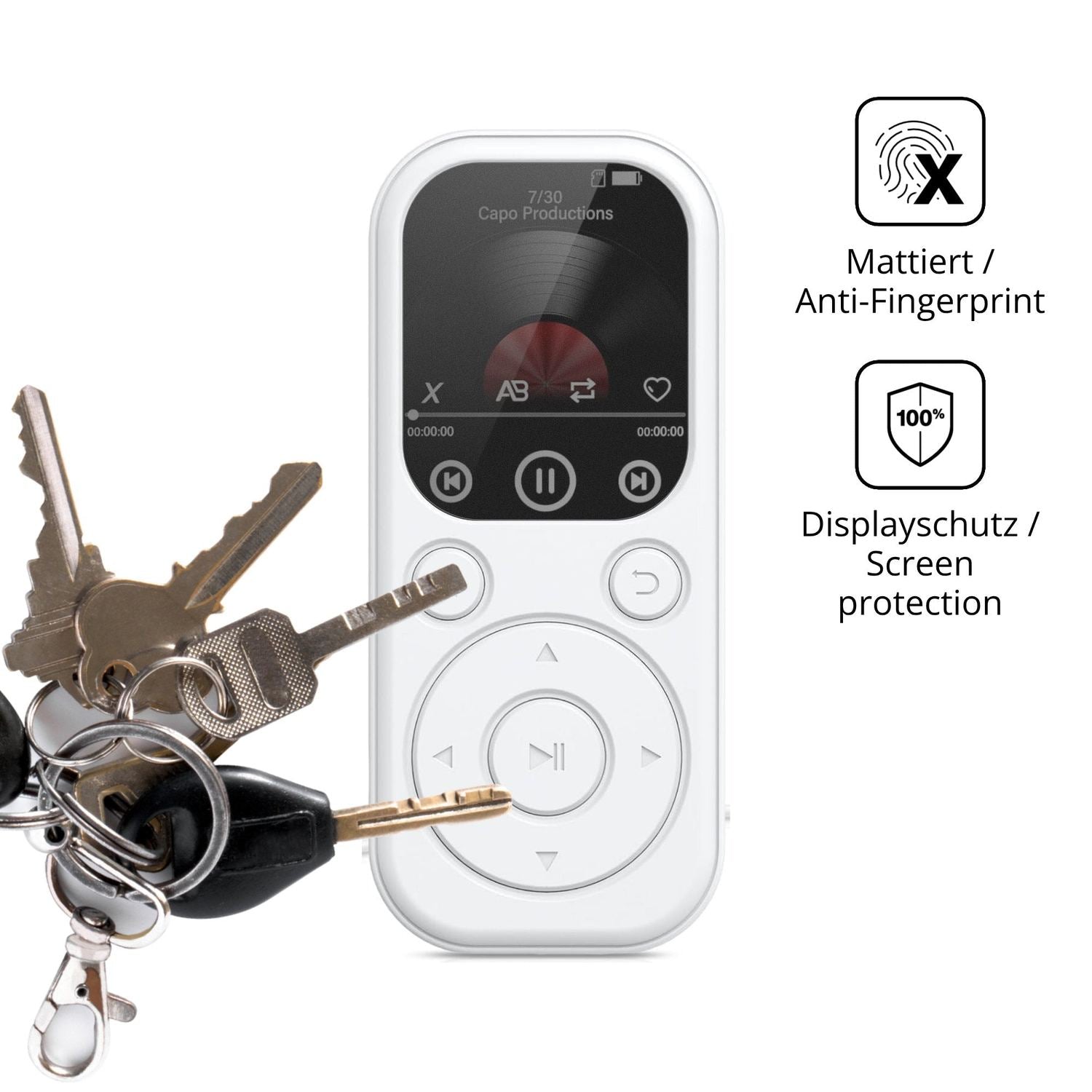dipos Displayschutz für RWSRW MP301-BS MP3-Player, mattierte Oberfläche, Blickschutzfilter und perfekter Passform