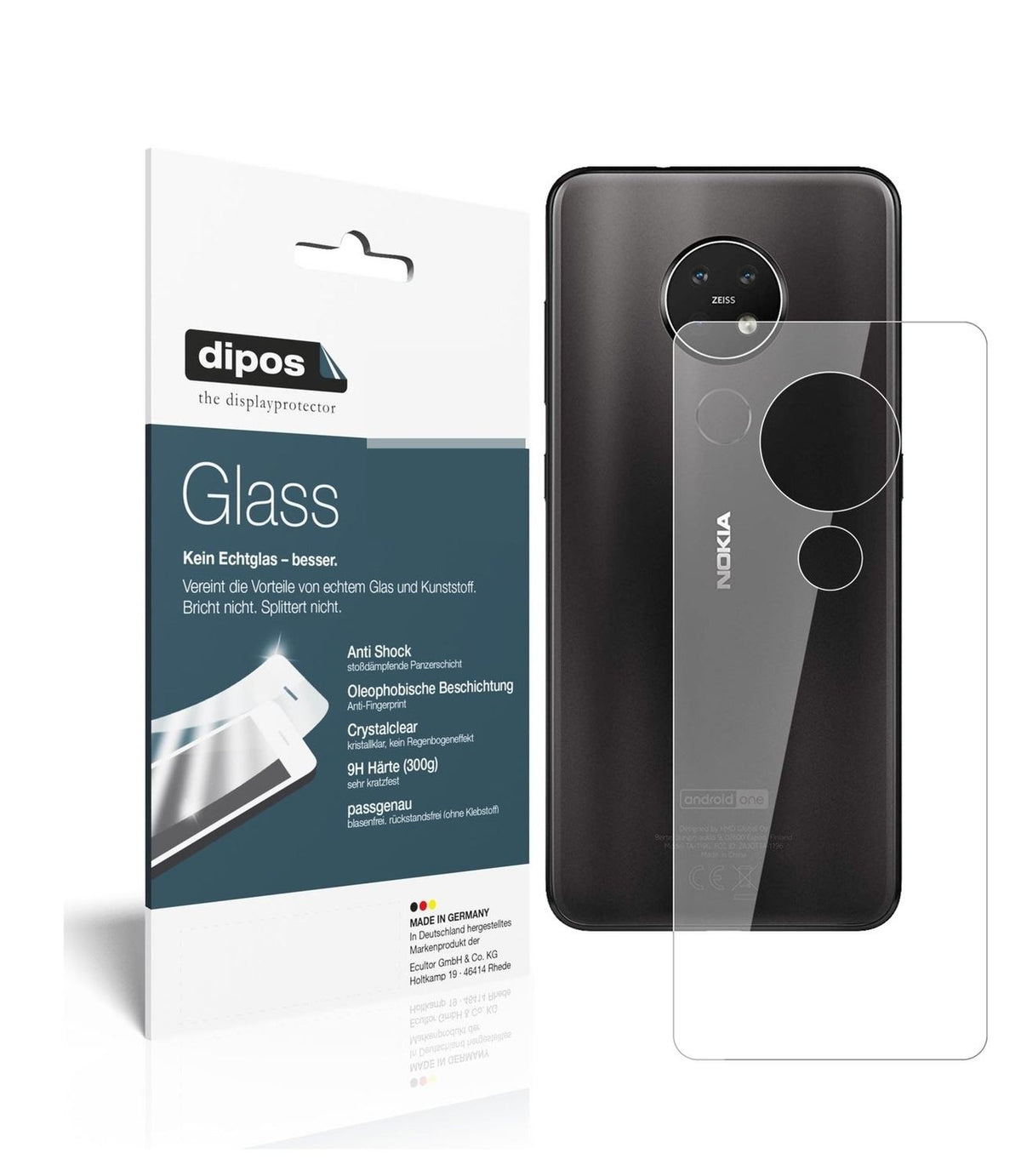 1x 9H Schutzfolie für Nokia 7.2 Rückseite Panzerfolie