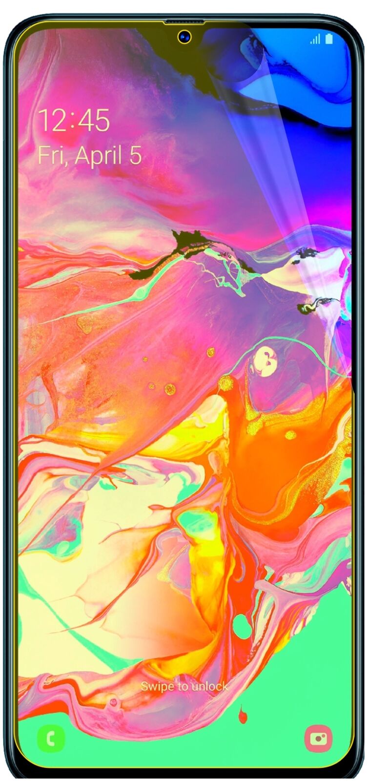 dipos Displayschutz für Samsung Galaxy A70, transparente Oberfläche, geringe Dicke und perfekte Passform