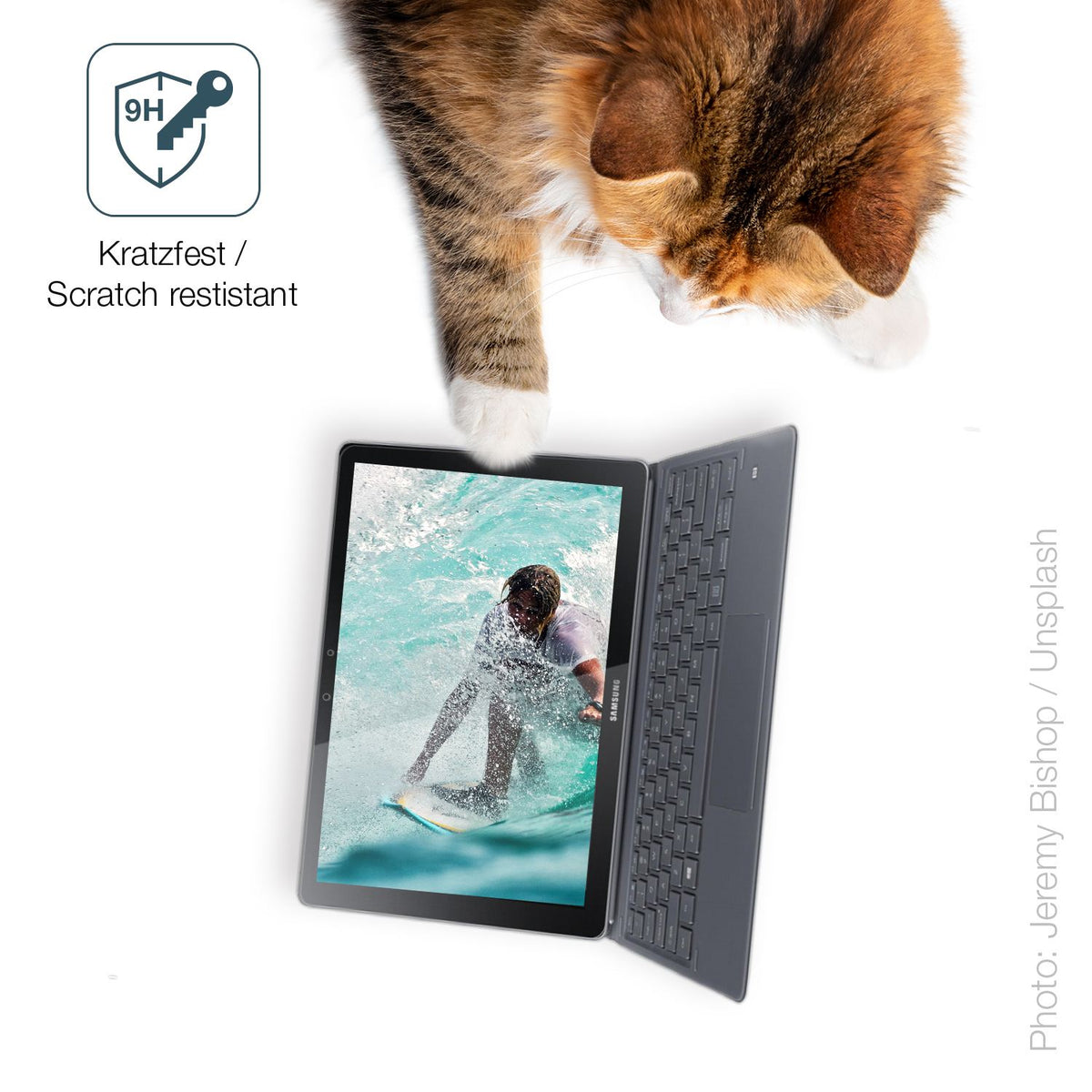 dipos Displayschutz für Samsung Galaxy Book W720 12 Zoll, transparente Oberfläche, perfekte Passform auch für die Rundungen