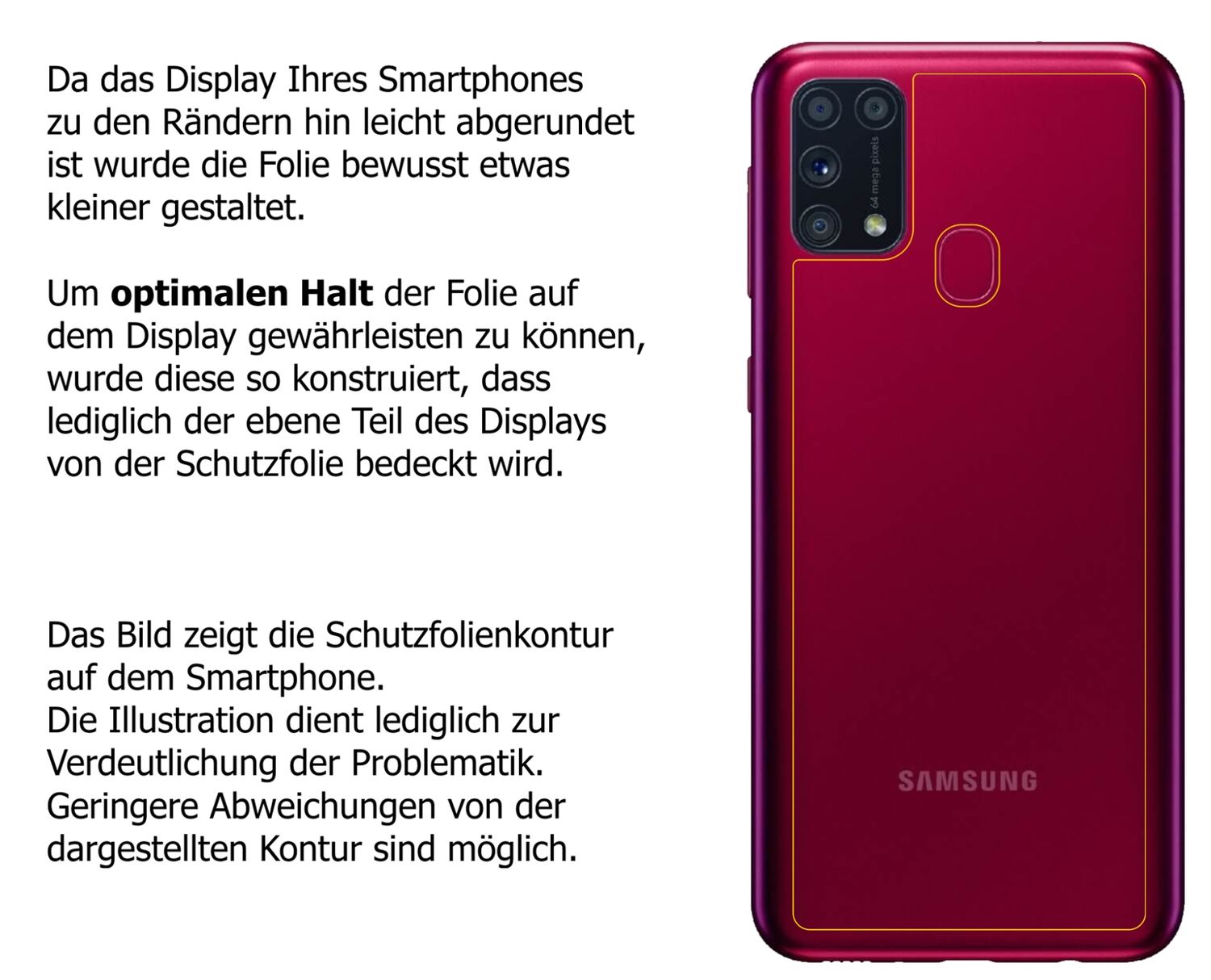 dipos Displayschutz für Samsung Galaxy M31 Rückseite, mattierte Oberfläche, robuste Festigkeit und perfekte Passform