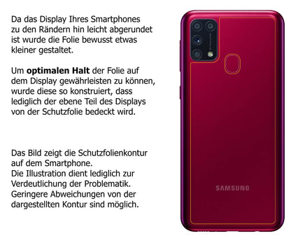 dipos Displayschutz für Samsung Galaxy M31 Rückseite, mattierte Oberfläche, robuste Festigkeit und perfekte Passform