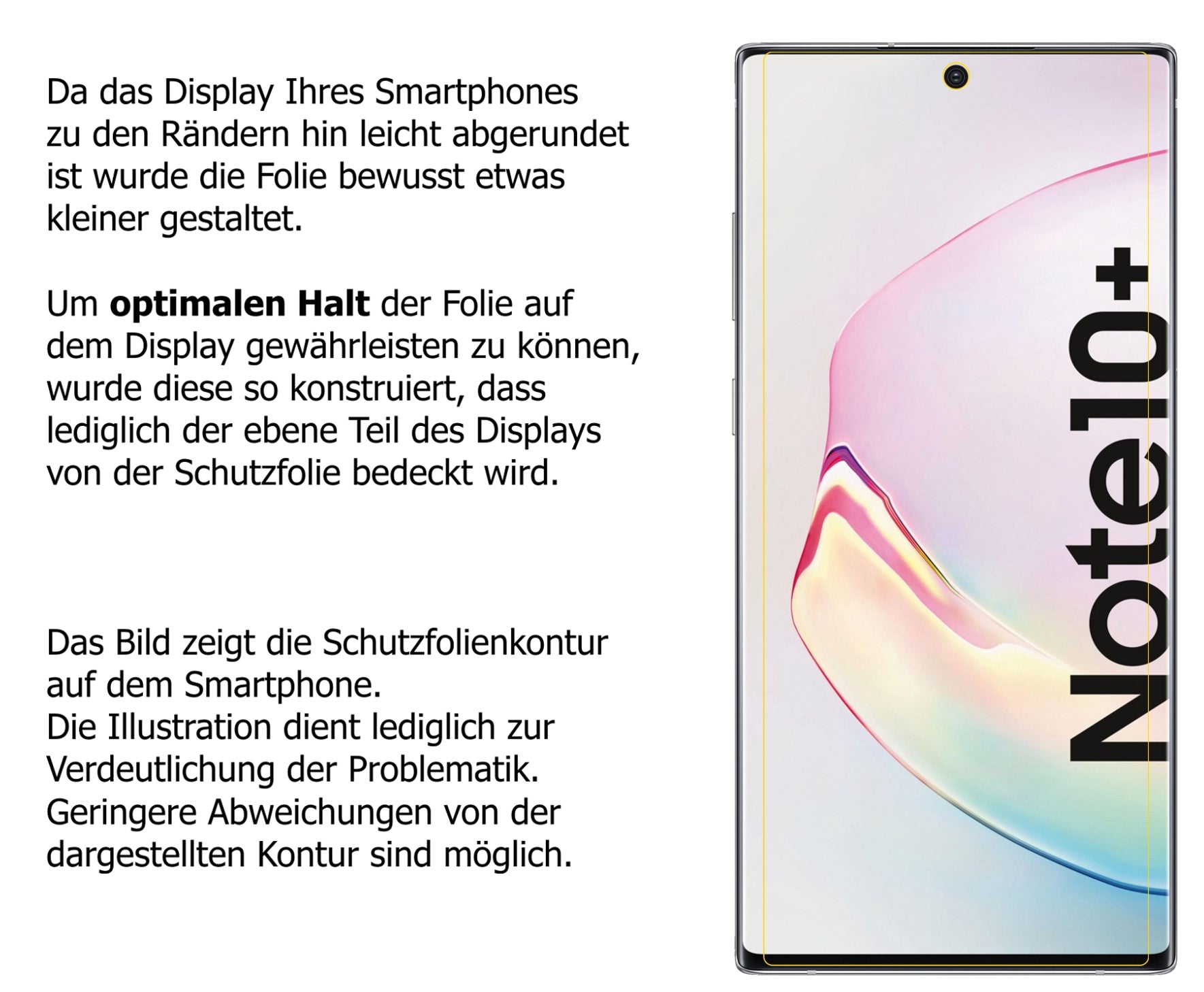 dipos Displayschutz für Samsung Galaxy Note 10 Plus, transparente Oberfläche, perfekte Passform auch für die Rundungen