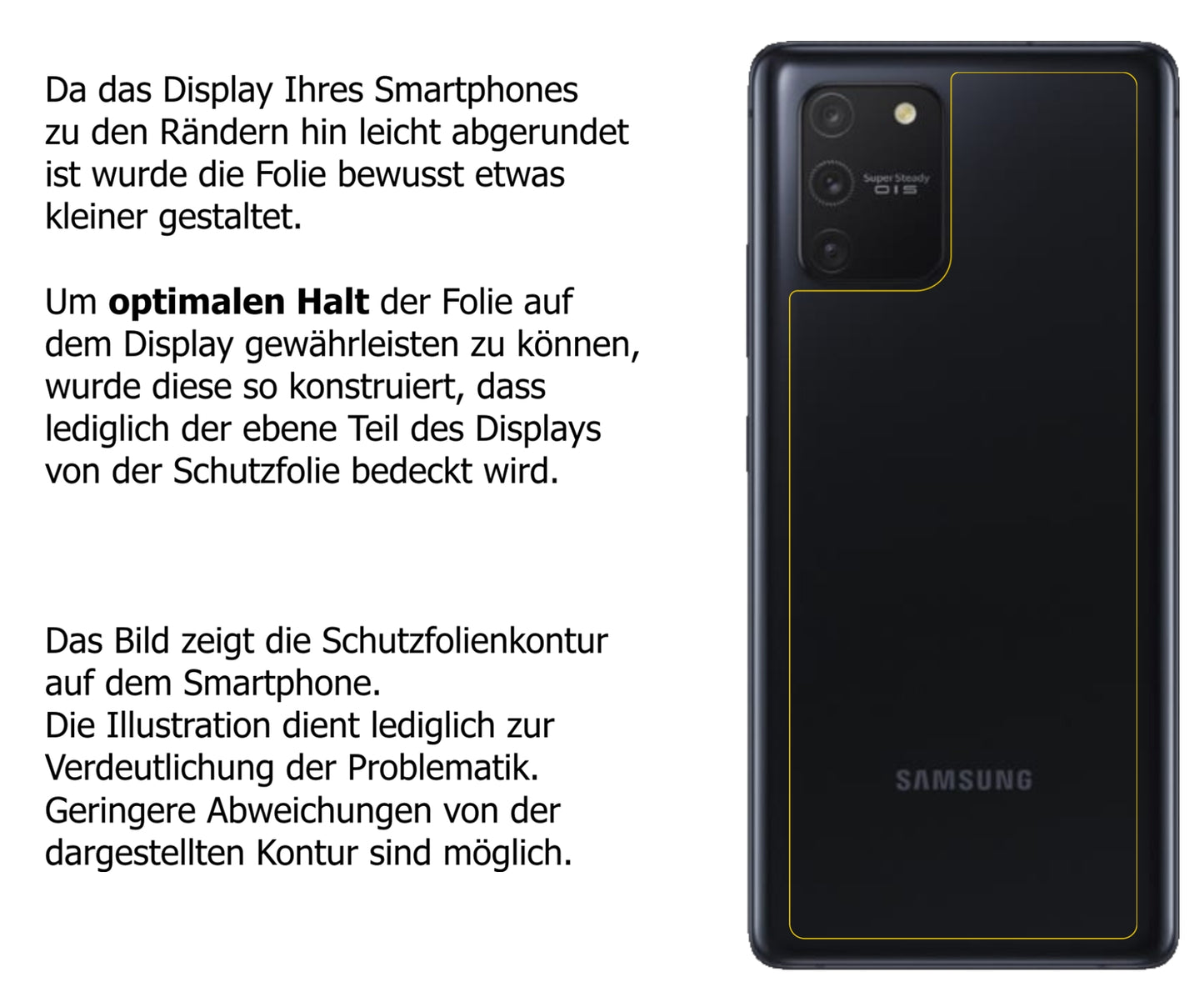 dipos Displayschutz für Samsung Galaxy S10 Lite Rückseite, transparente Oberfläche, perfekte Passform auch für die Rundungen