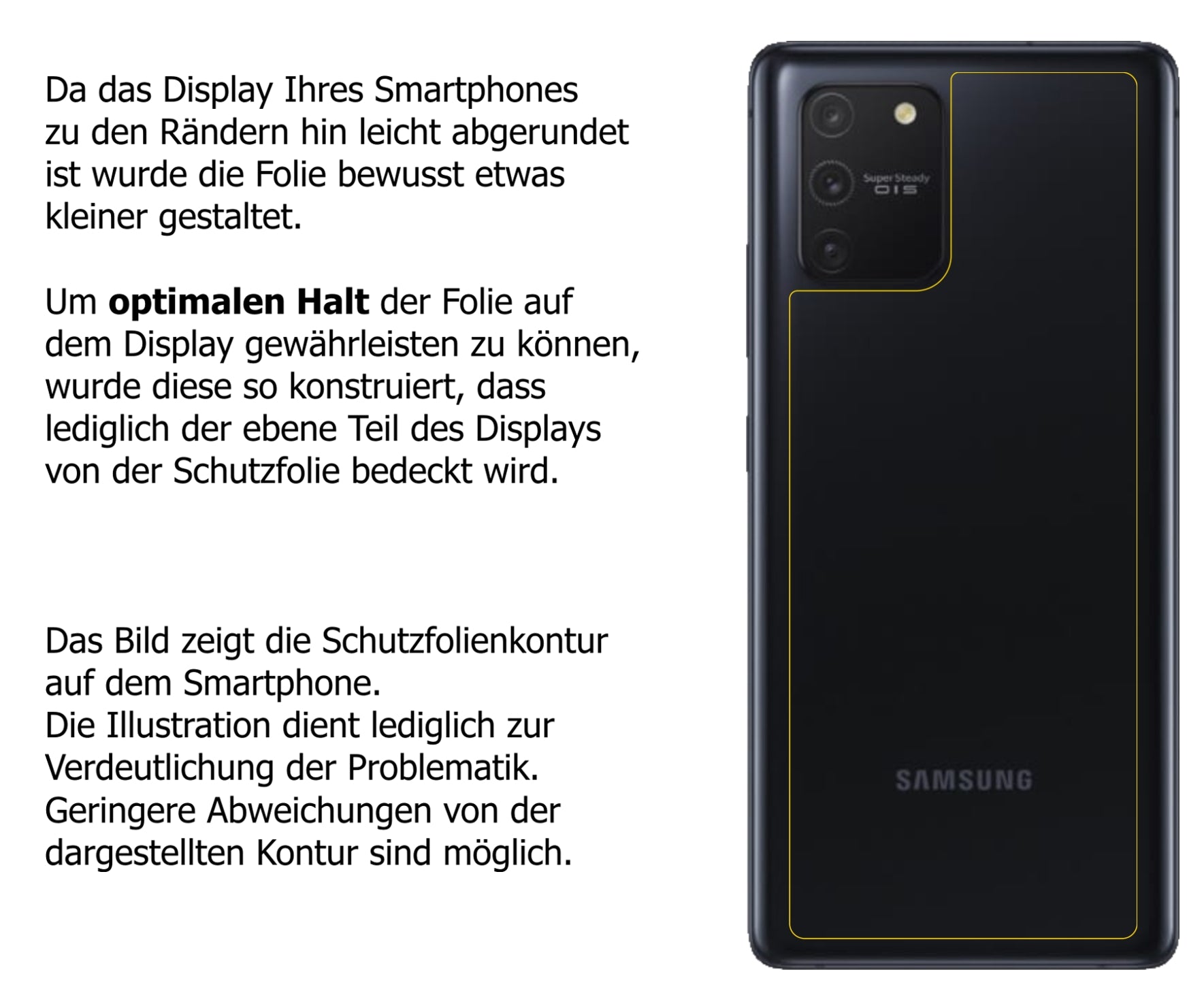 dipos Displayschutz für Samsung Galaxy S10 Lite Rückseite, transparente Oberfläche, perfekte Passform auch für die Rundungen