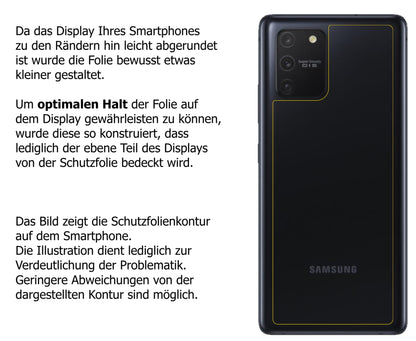 dipos Displayschutz für Samsung Galaxy S10 Lite Rückseite, transparente Oberfläche, perfekte Passform auch für die Rundungen