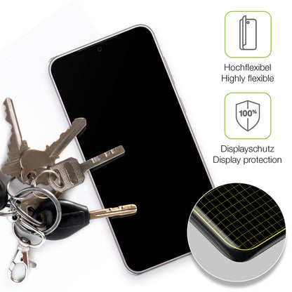 dipos Displayschutz für Samsung Galaxy S23 Plus, transparente Oberfläche, perfekte Passform auch für die Rundungen