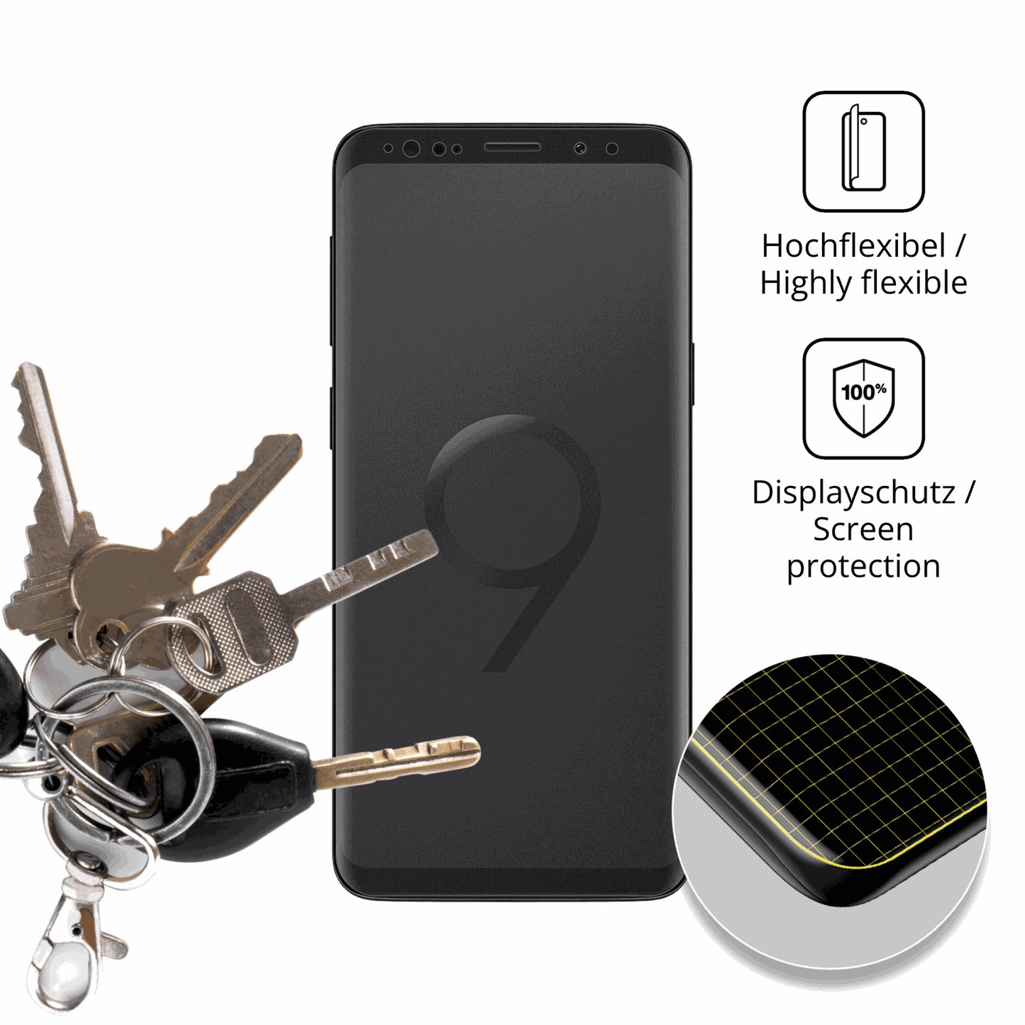 dipos Displayschutz für Samsung Galaxy S9, mit Blickschutzfilter und perfekter Passform auch für die Rundungen