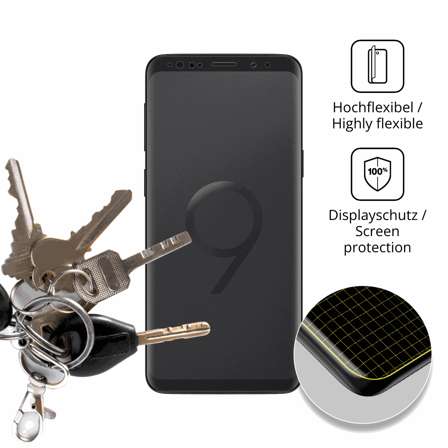 dipos Displayschutz für Samsung Galaxy S9, mit Blickschutzfilter und perfekter Passform auch für die Rundungen