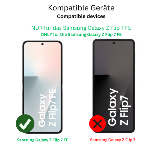 SamsungGalaxy Z Flip7 FE Innenseite mit aufgebrachter dipos Displayschutzfolie, glasklare Darstellung ohne Einschränkungen