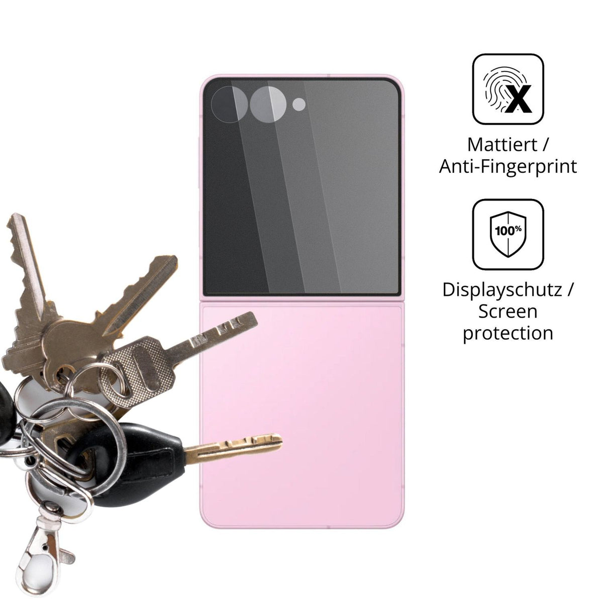 dipos Displayschutz für Samsung Galaxy Z Flip8 Aussenseite, mattierte Oberfläche, Blickschutzfilter und perfekter Passform