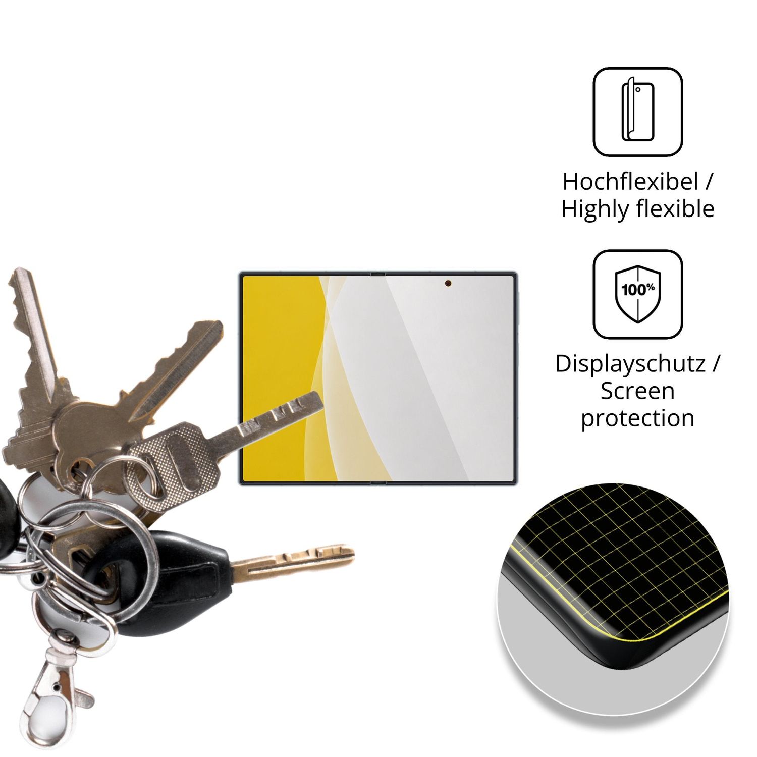 dipos Displayschutz für Samsung Galaxy Z Fold8 Innenseite, transparente Oberfläche, geringe Dicke und perfekte Passform