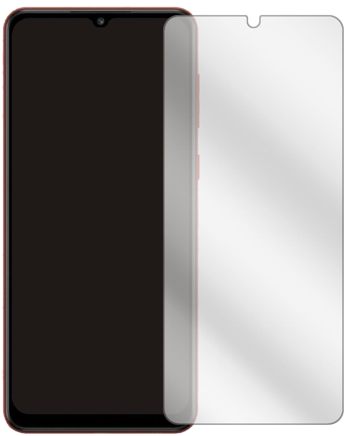 SamsungGalaxy A02s mit aufgebrachter dipos Displayschutzfolie, glasklare Darstellung ohne Einschränkungen