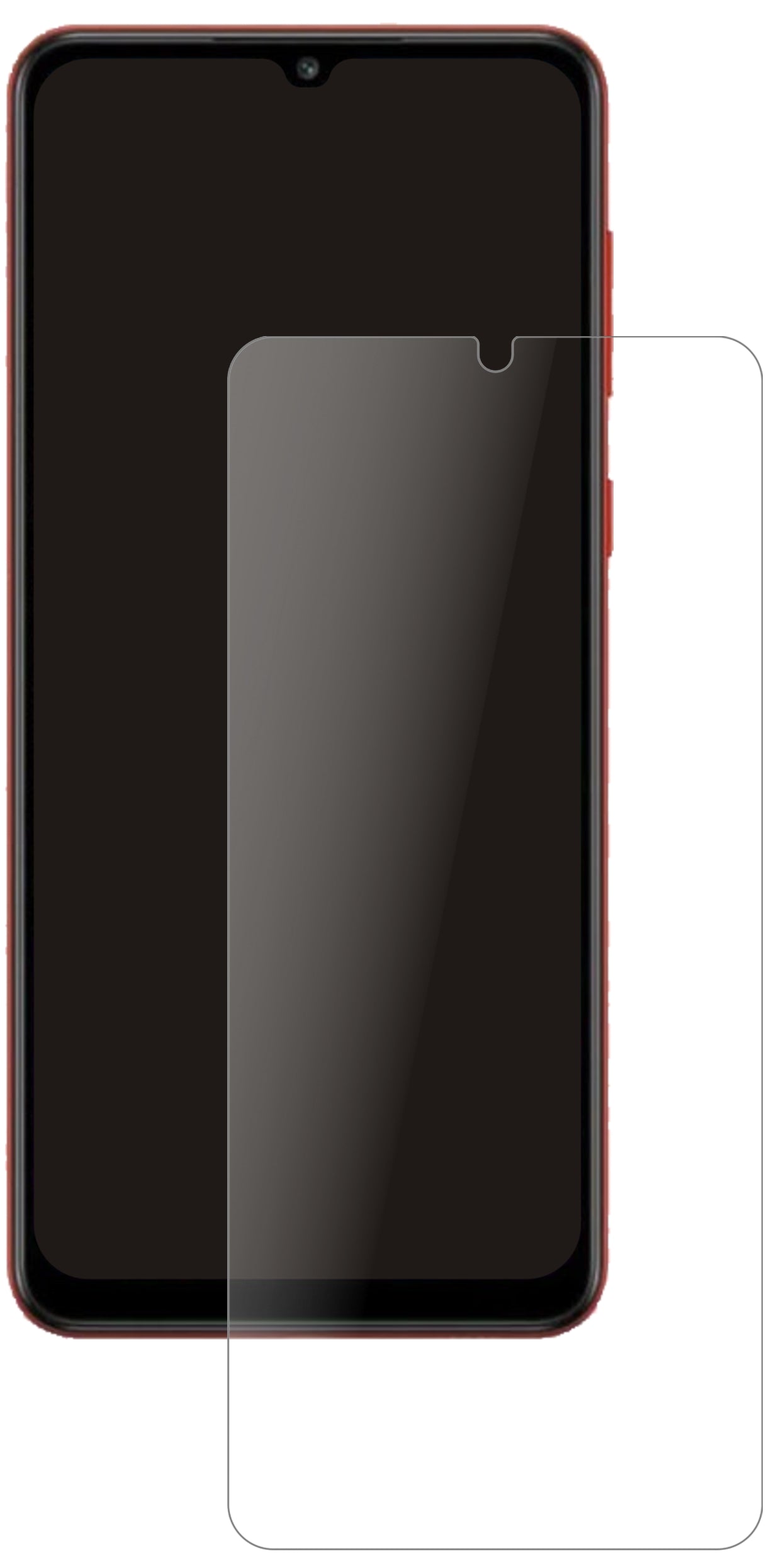 SamsungGalaxy M02 mit aufgebrachter dipos Panzerfolie, die lästige Fingerabdrücke minimiert