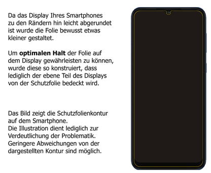 dipos Displayschutz für Samsung Galaxy A03 Core, transparente Oberfläche, perfekte Passform auch für die Rundungen