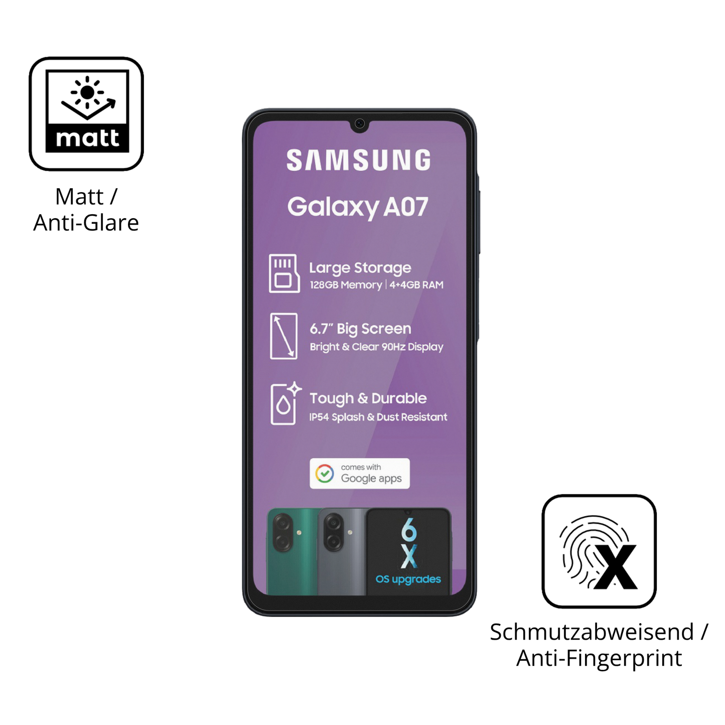 4x Schutzfolie matt für Samsung Galaxy A07 Display-Schutzfolie