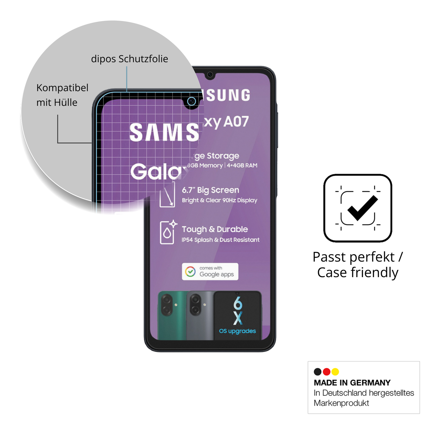 4x Schutzfolie matt für Samsung Galaxy A07 Display-Schutzfolie