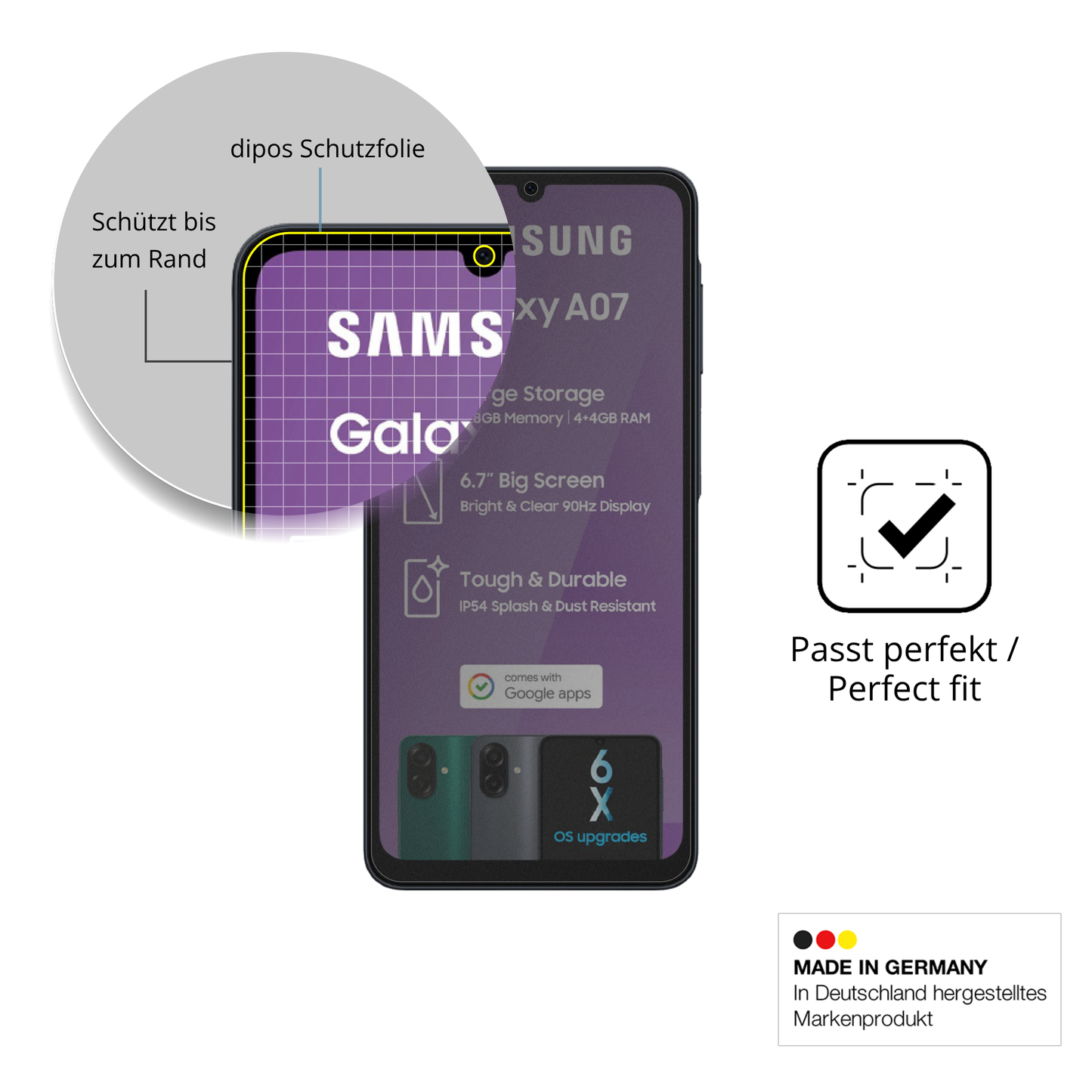 Blickschutzfolie für Samsung Galaxy A07 matt Schutzfolie Privacy