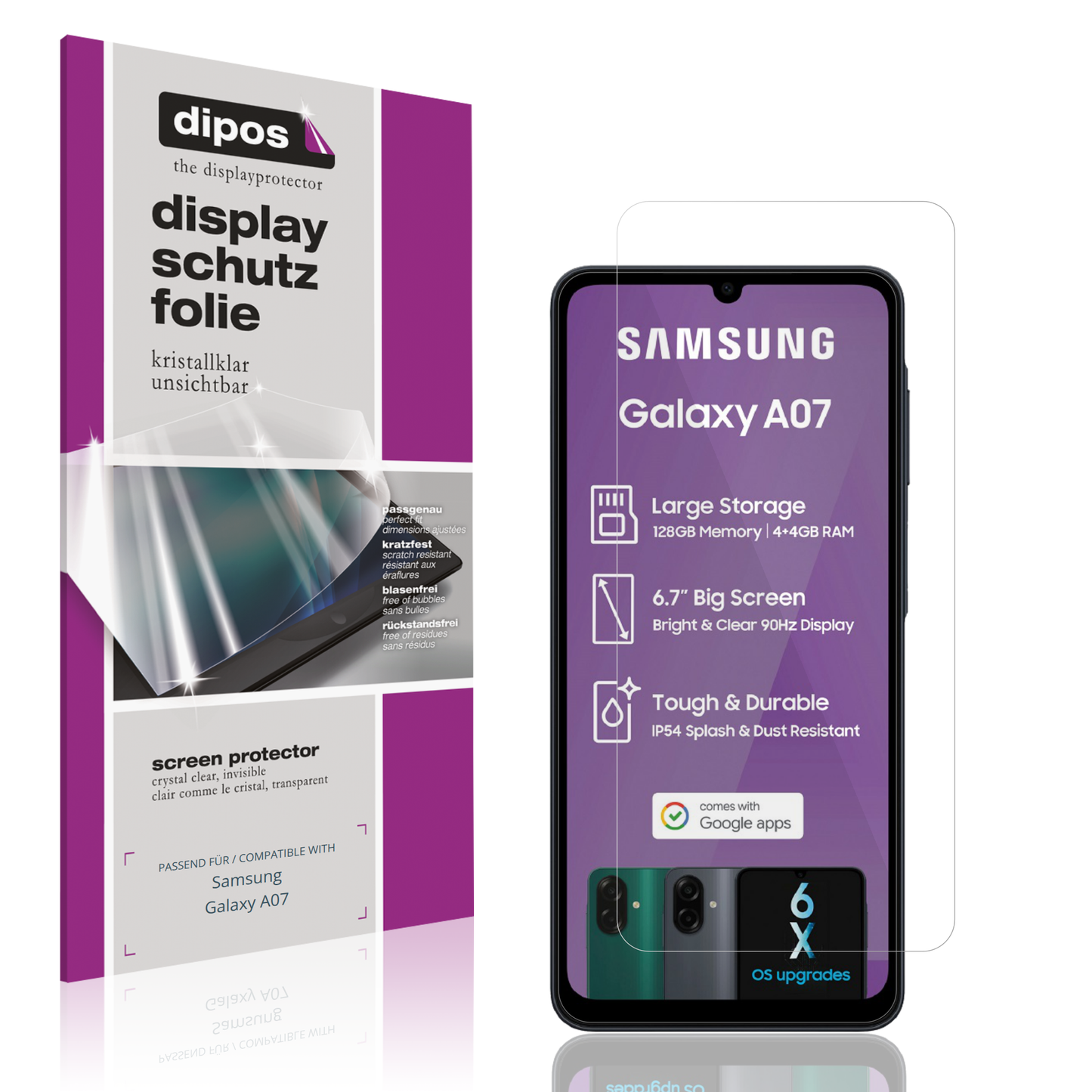 4x Schutzfolie klar für Samsung Galaxy A07 Display-Schutzfolie