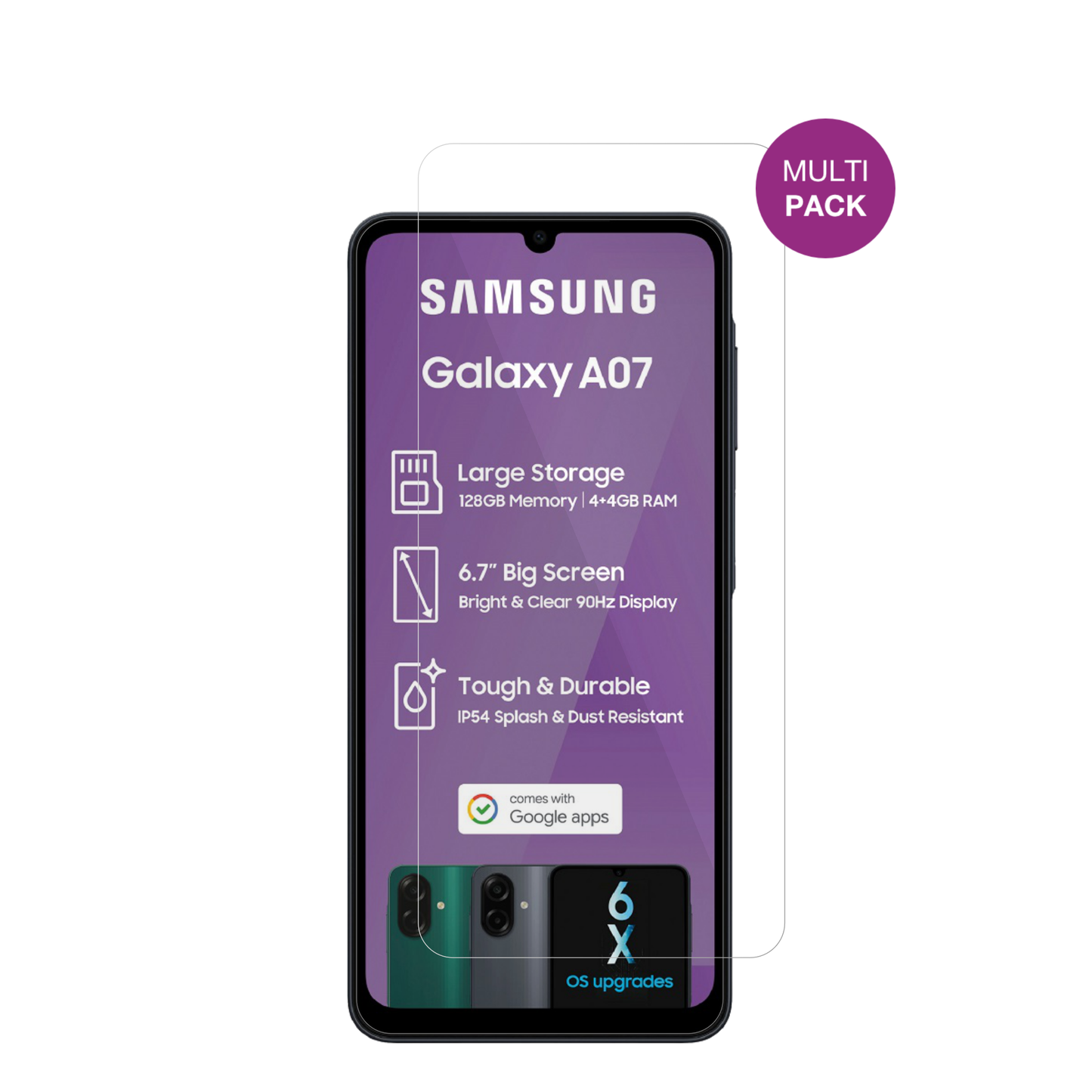 4x Schutzfolie klar für Samsung Galaxy A07 Display-Schutzfolie