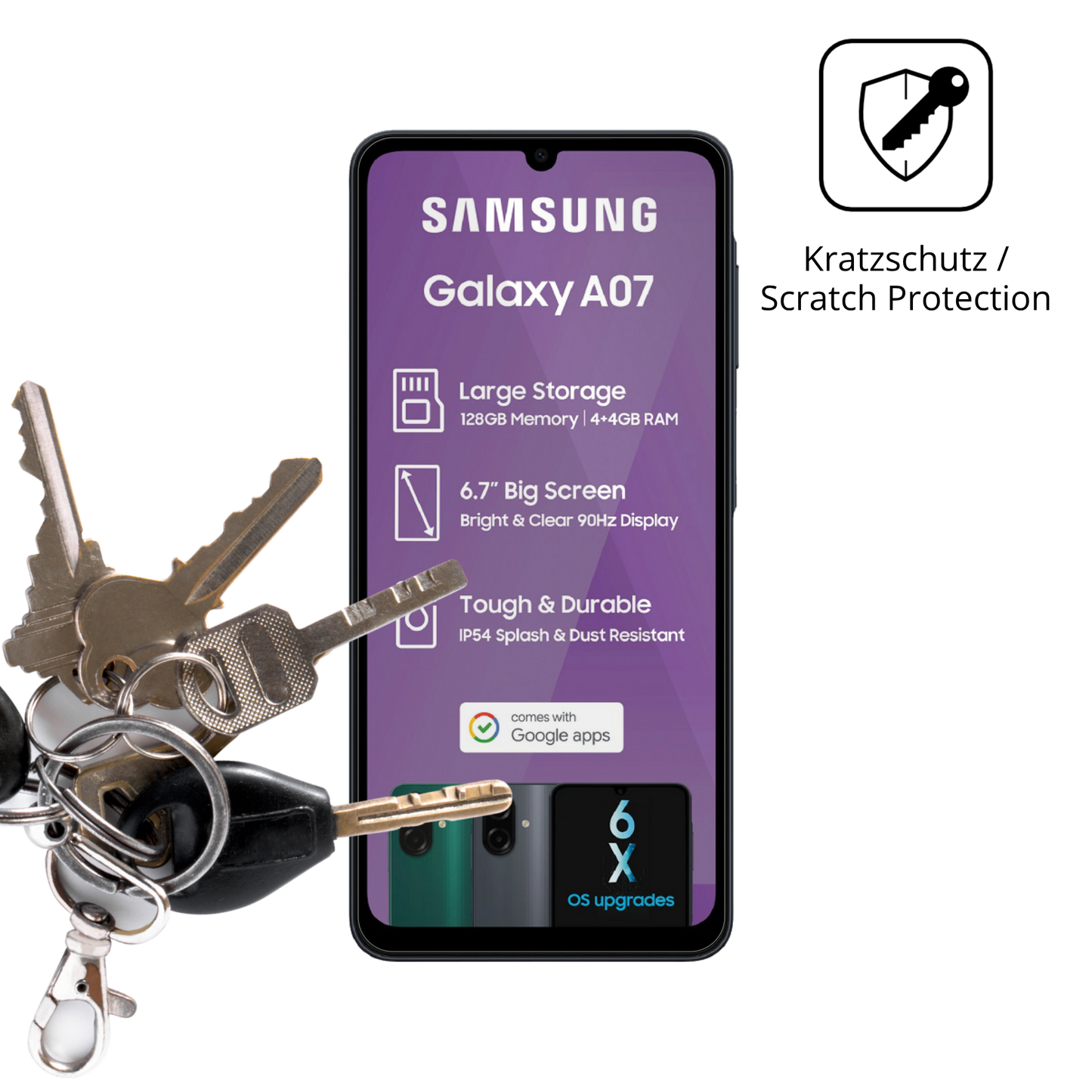 4x Schutzfolie klar für Samsung Galaxy A07 Display-Schutzfolie