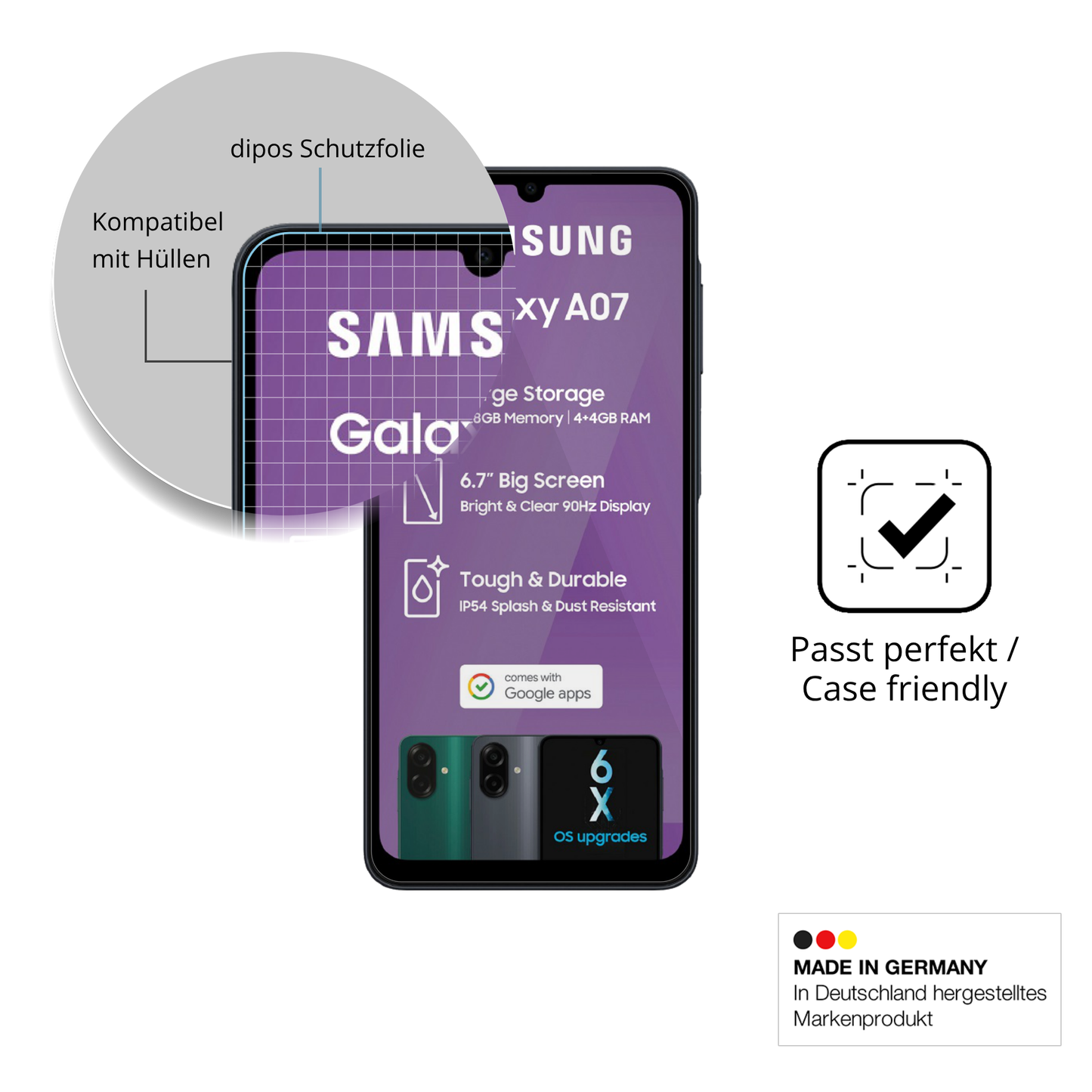 4x Schutzfolie klar für Samsung Galaxy A07 Display-Schutzfolie