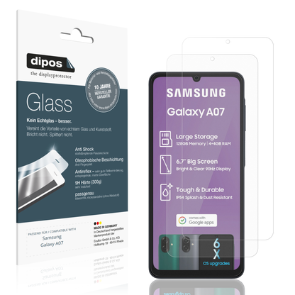 2x 9H Schutzfolie matt für Samsung Galaxy A07 Panzerfolie