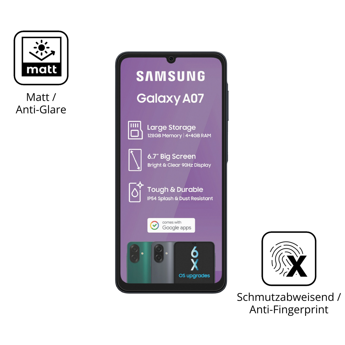 2x 9H Schutzfolie matt für Samsung Galaxy A07 Panzerfolie