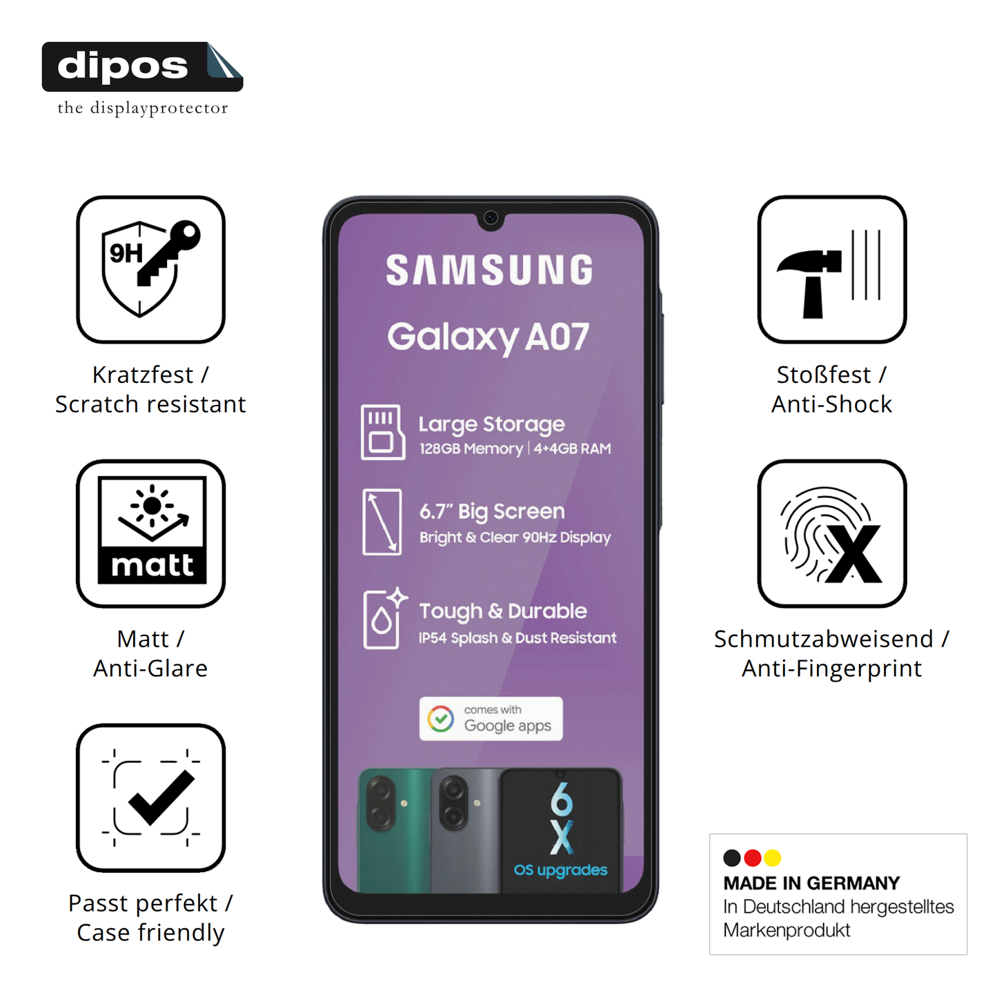2x 9H Schutzfolie matt für Samsung Galaxy A07 Panzerfolie