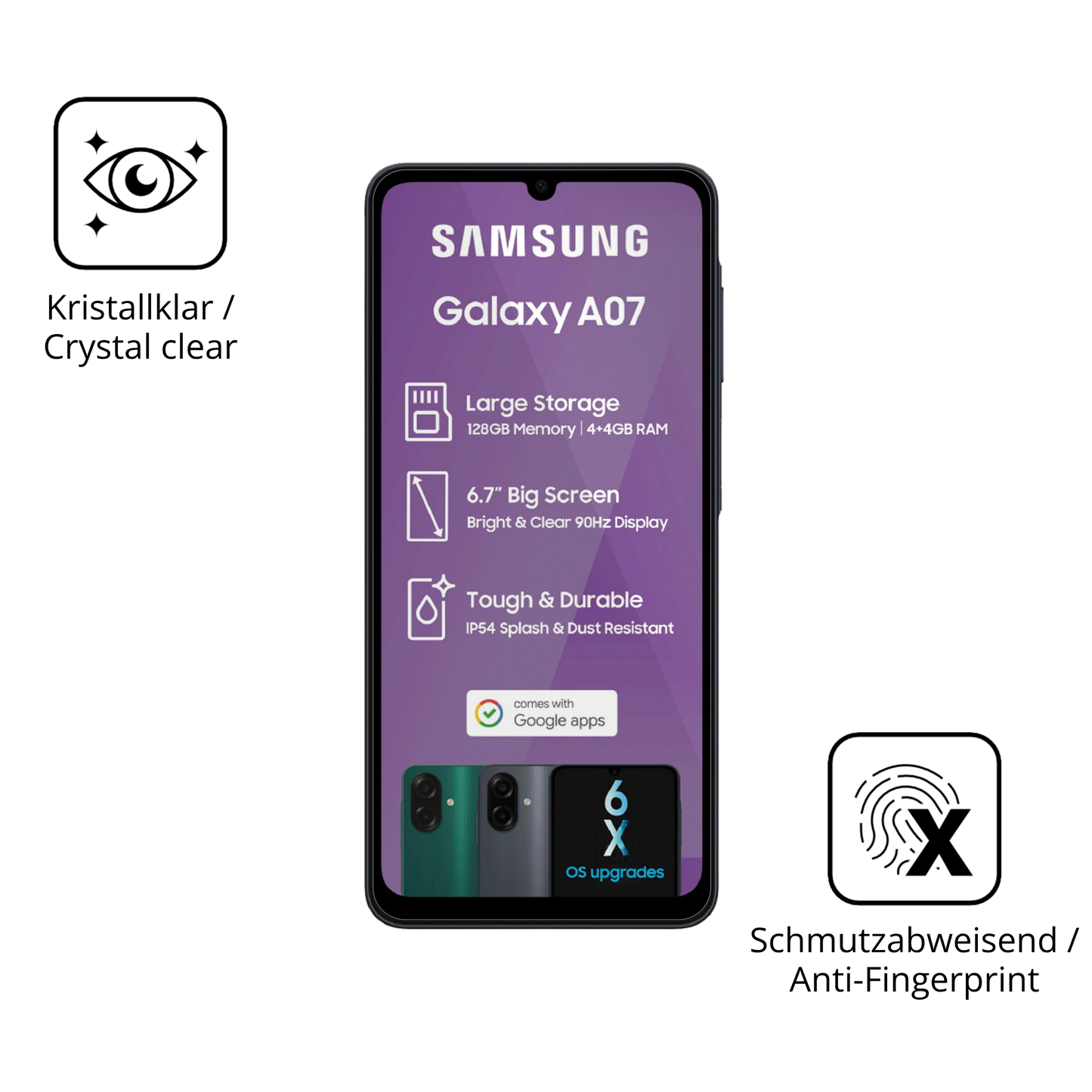 2x 9H Schutzfolie für Samsung Galaxy A07 Panzerfolie