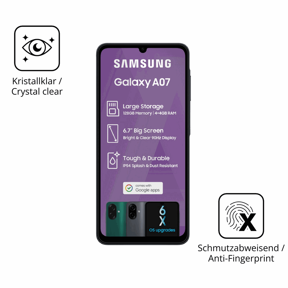 2x 9H Schutzfolie für Samsung Galaxy A07 Panzerfolie
