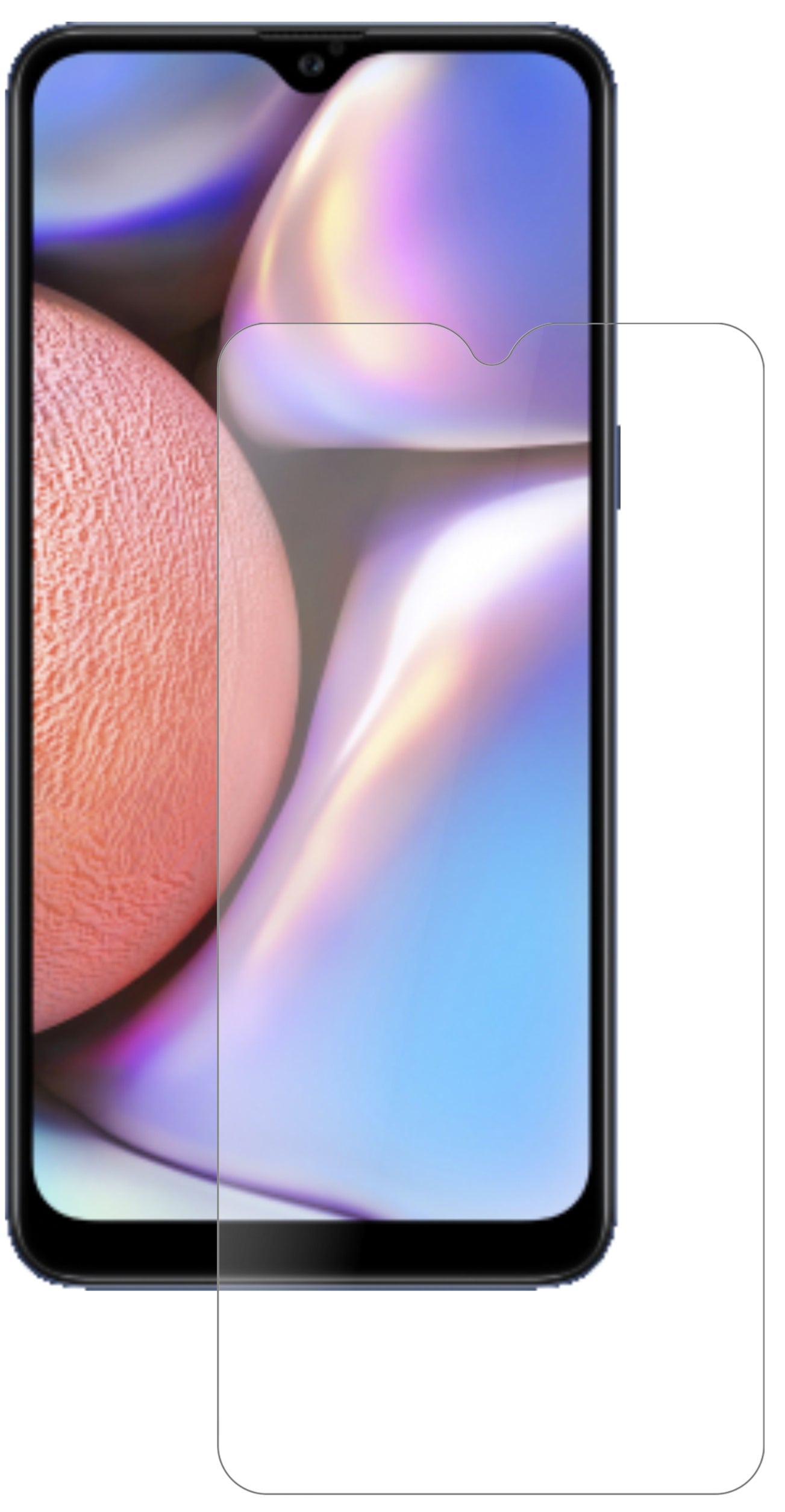 SamsungGalaxy A10e mit aufgebrachter dipos Panzerfolie, die lästige Fingerabdrücke minimiert