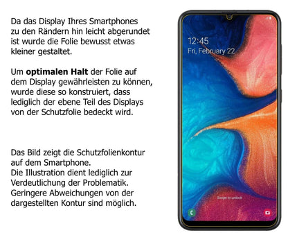 Dünne und klare Folie passend zugeschnitten für Samsung Galaxy A20