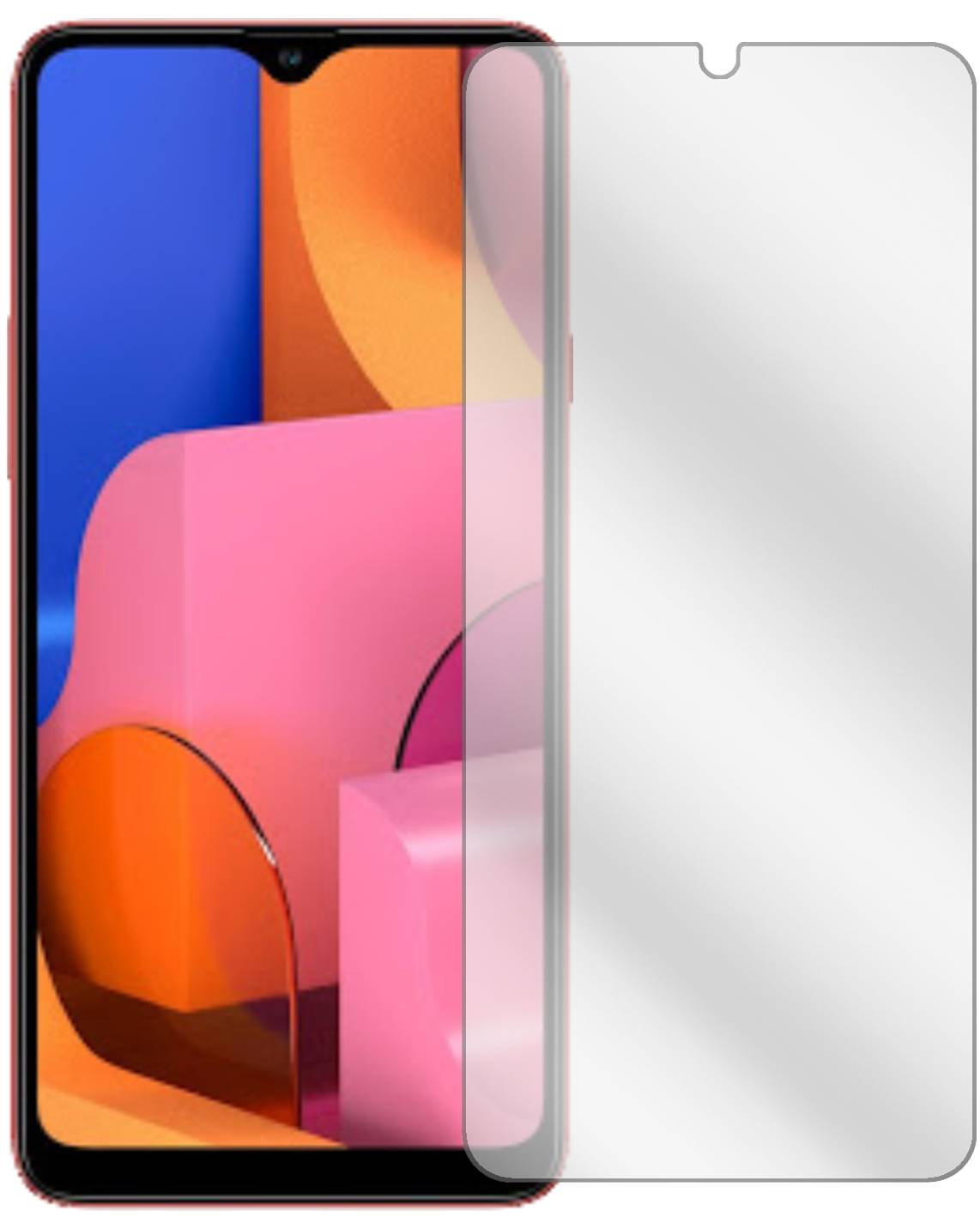 SamsungGalaxy A20s mit aufgebrachter dipos Displayschutzfolie, glasklare Darstellung ohne Einschränkungen