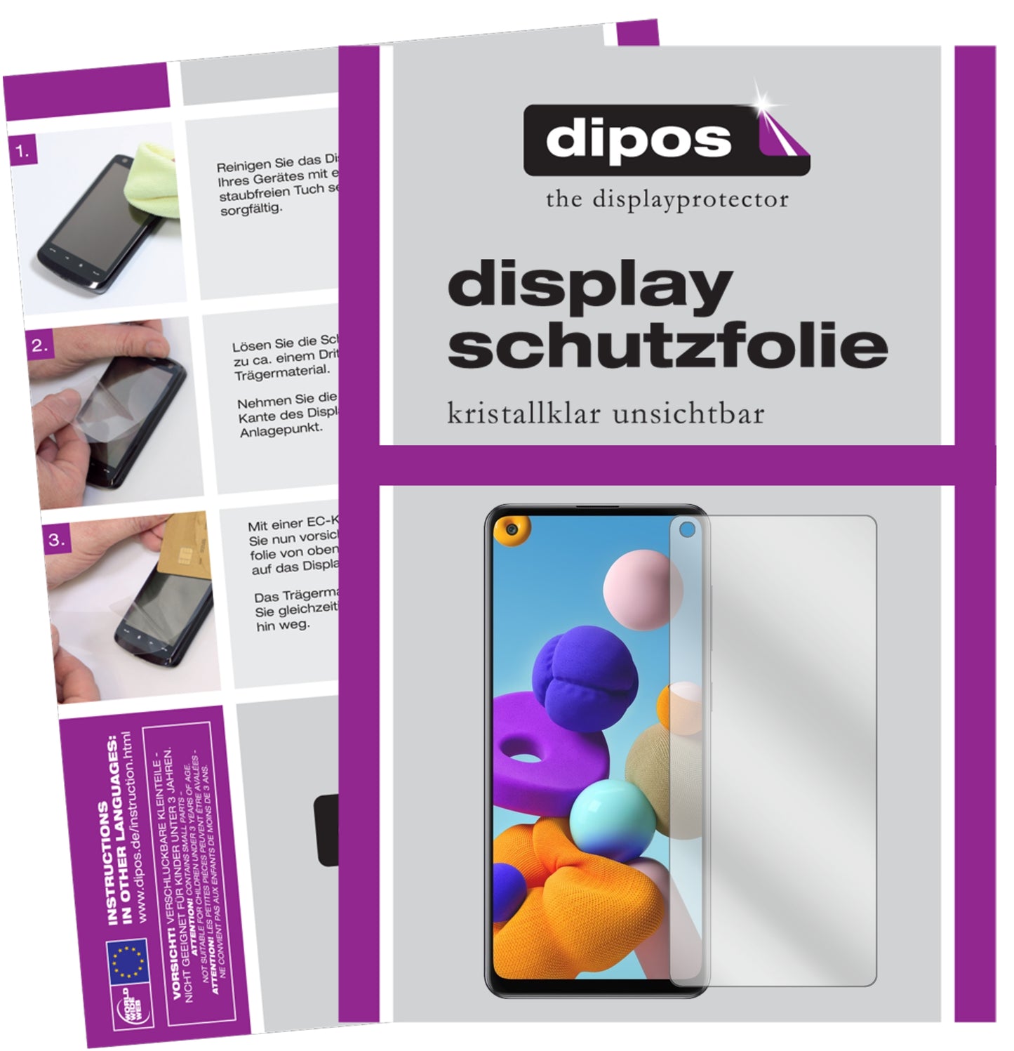 1x Schutzfolie klar für Samsung Galaxy A21s Display-Schutzfolie
