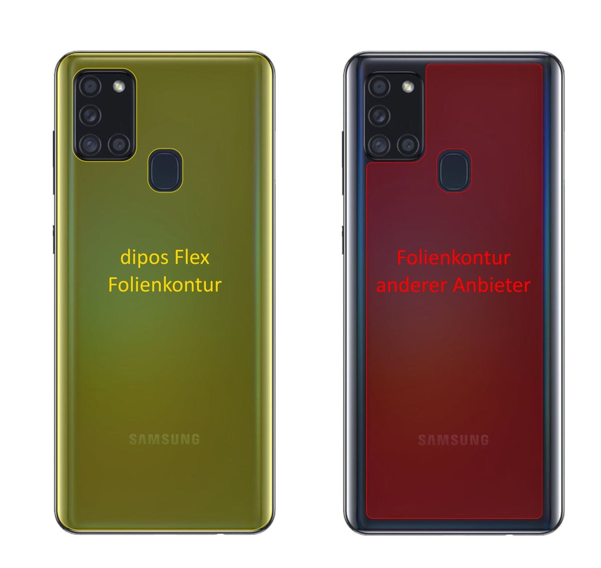 3x 3D Full Cover Schutzfolie für Samsung Galaxy A21s Rückseite