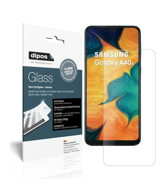 Matte Displayschutzfolie von dipos passend für Samsung Galaxy A40s, 9H kratzfest und blasenfrei montiert