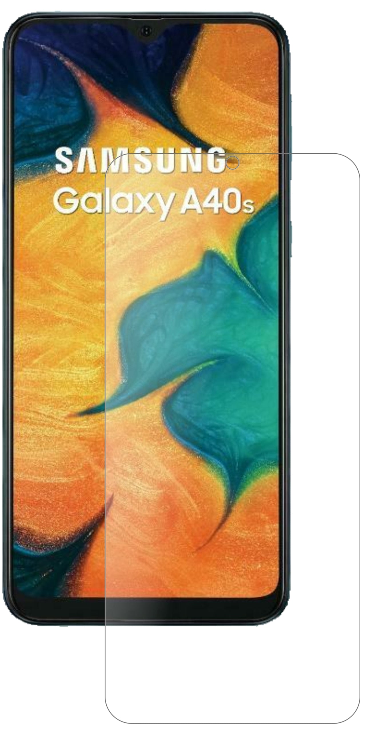 SamsungGalaxy A40s mit aufgebrachter dipos Panzerfolie, die lästige Fingerabdrücke minimiert