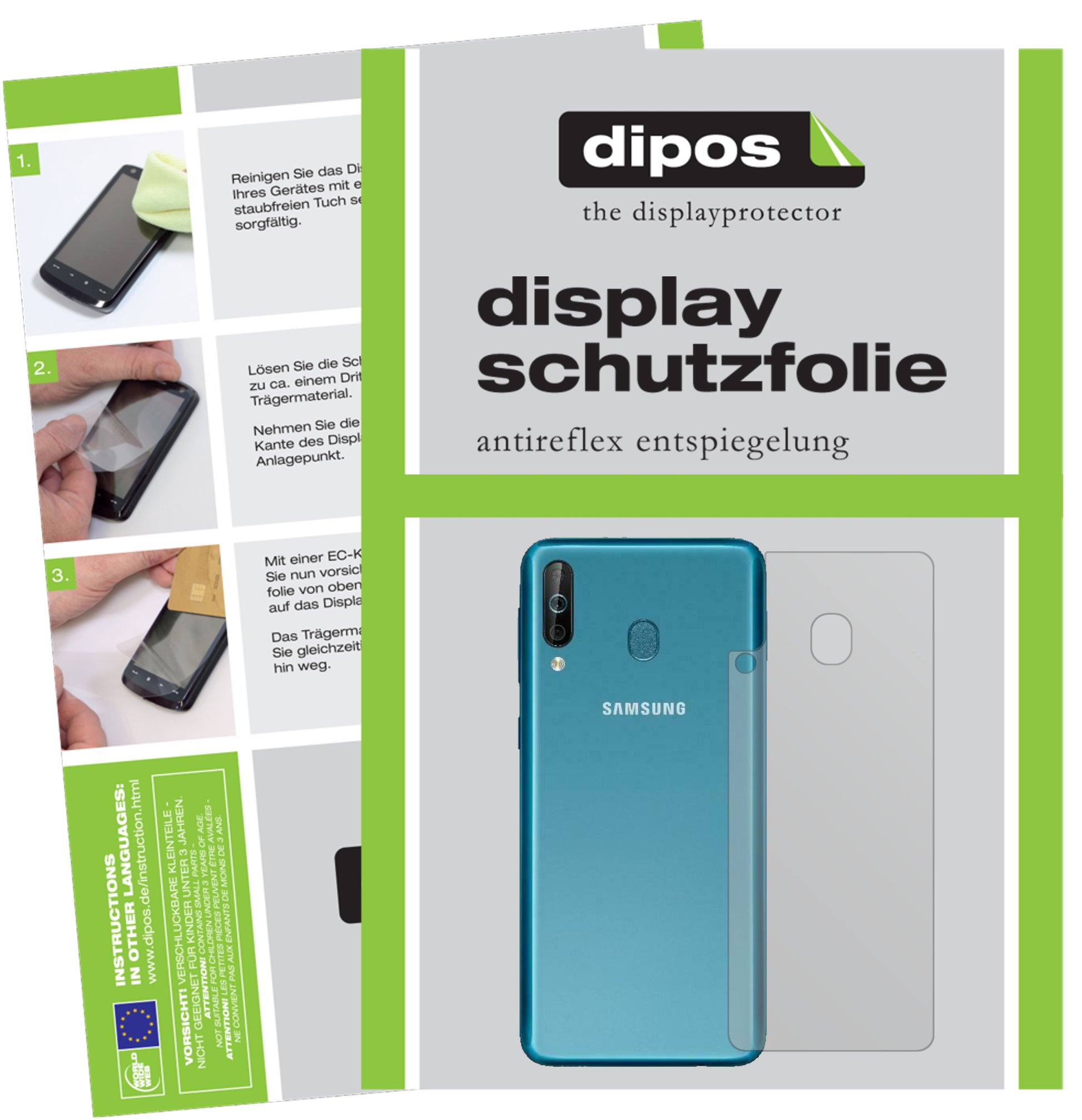 Matte Displayschutzfolie von dipos passend für Samsung Galaxy A40s Rückseite, präziser Zuschnitt und blasenfrei montiert