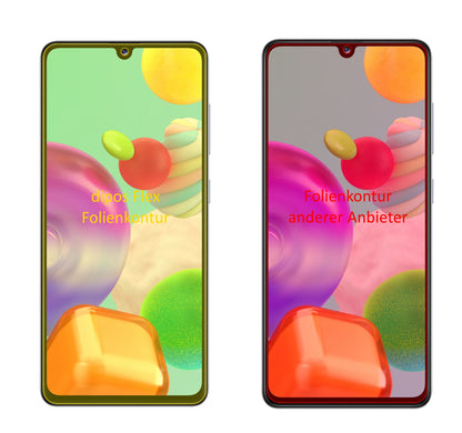 SamsungGalaxy A41 mit aufgebrachter dipos Displayschutzfolie, glasklare Darstellung ohne Einschränkungen