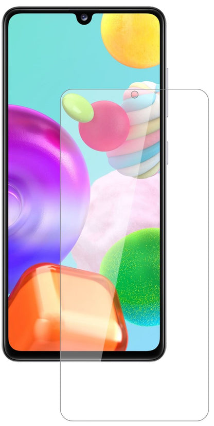 SamsungGalaxy A41 mit aufgebrachter dipos Flex Schutzfolie, glasklare Darstellung ohne Einschränkungen