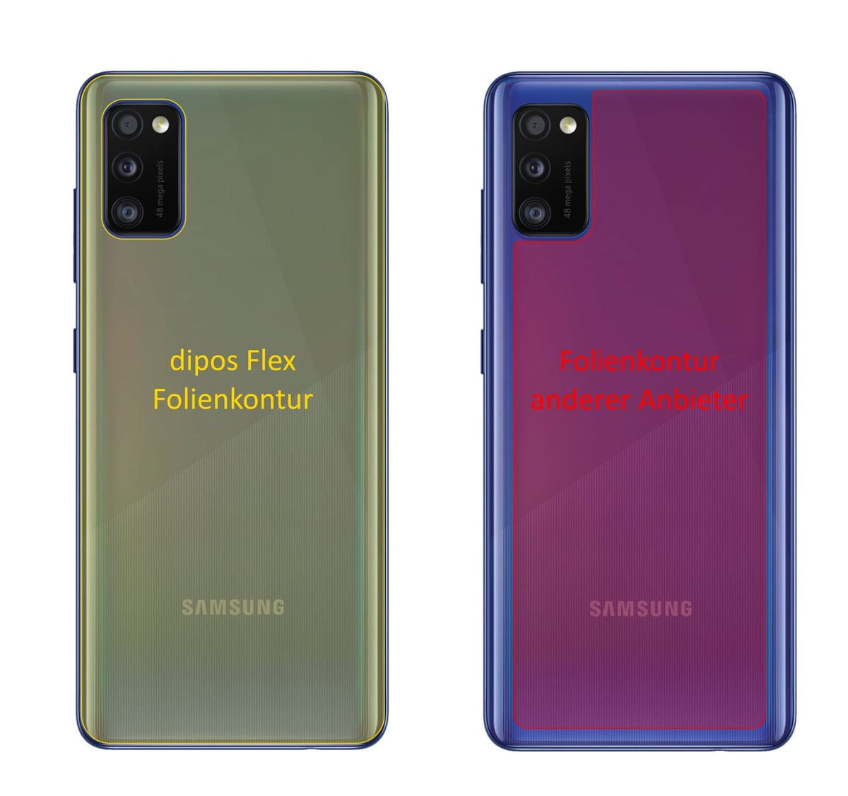 3x 3D Full Cover Schutzfolie für Samsung Galaxy A41 Rückseite