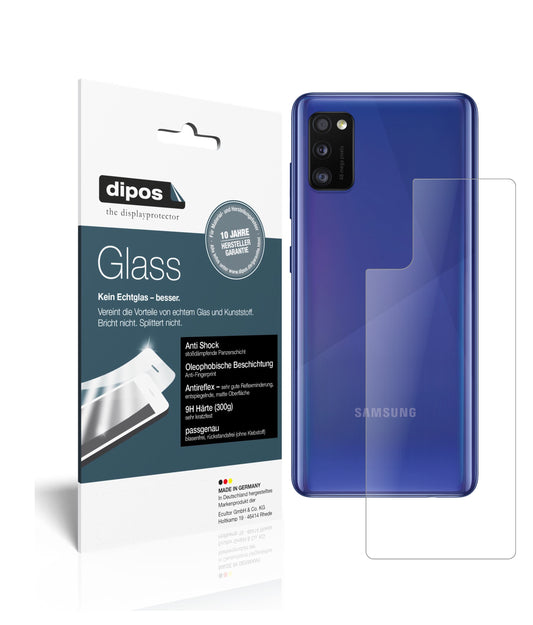Matte Displayschutzfolie von dipos passend für Samsung Galaxy A41 Rückseite, 9H kratzfest und blasenfrei montiert