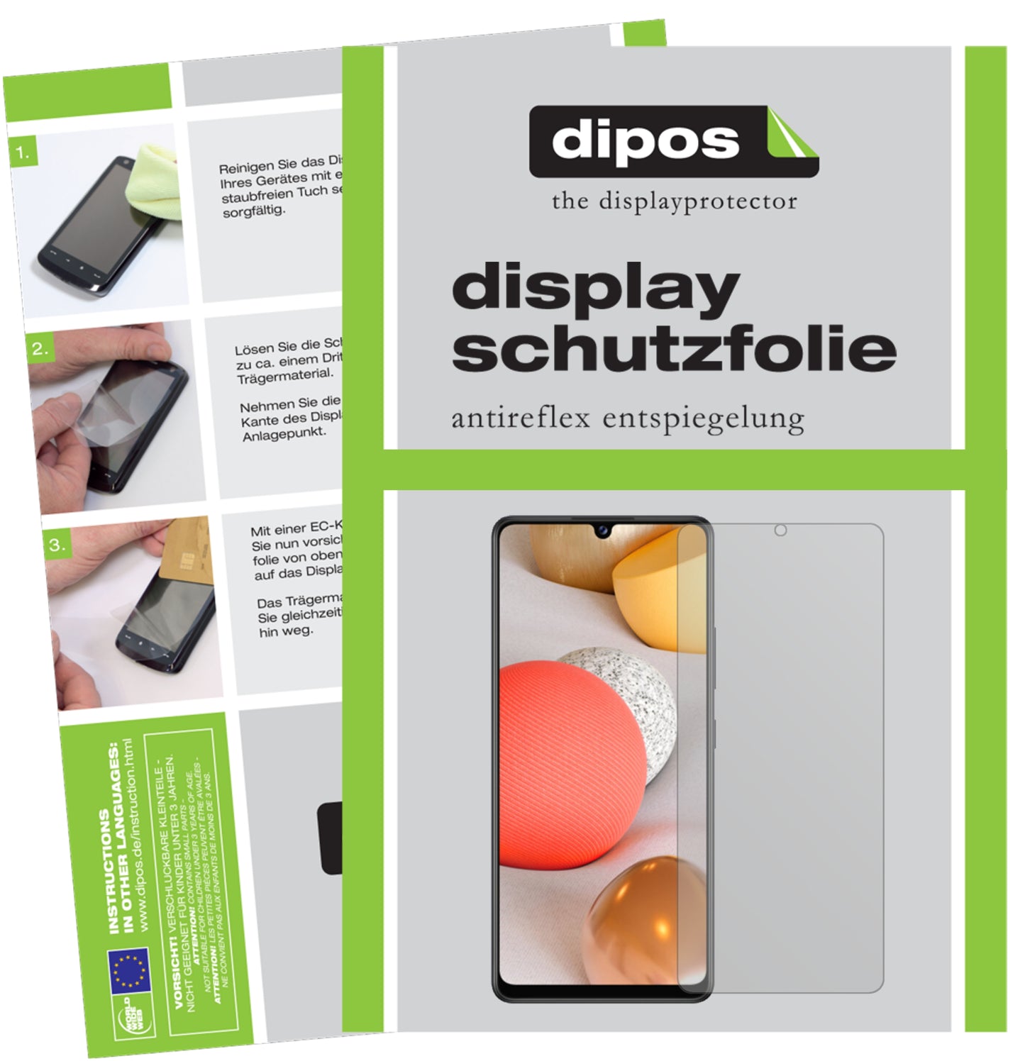 Matte Displayschutzfolie von dipos passend für Samsung Galaxy A42, präziser Zuschnitt und blasenfrei montiert