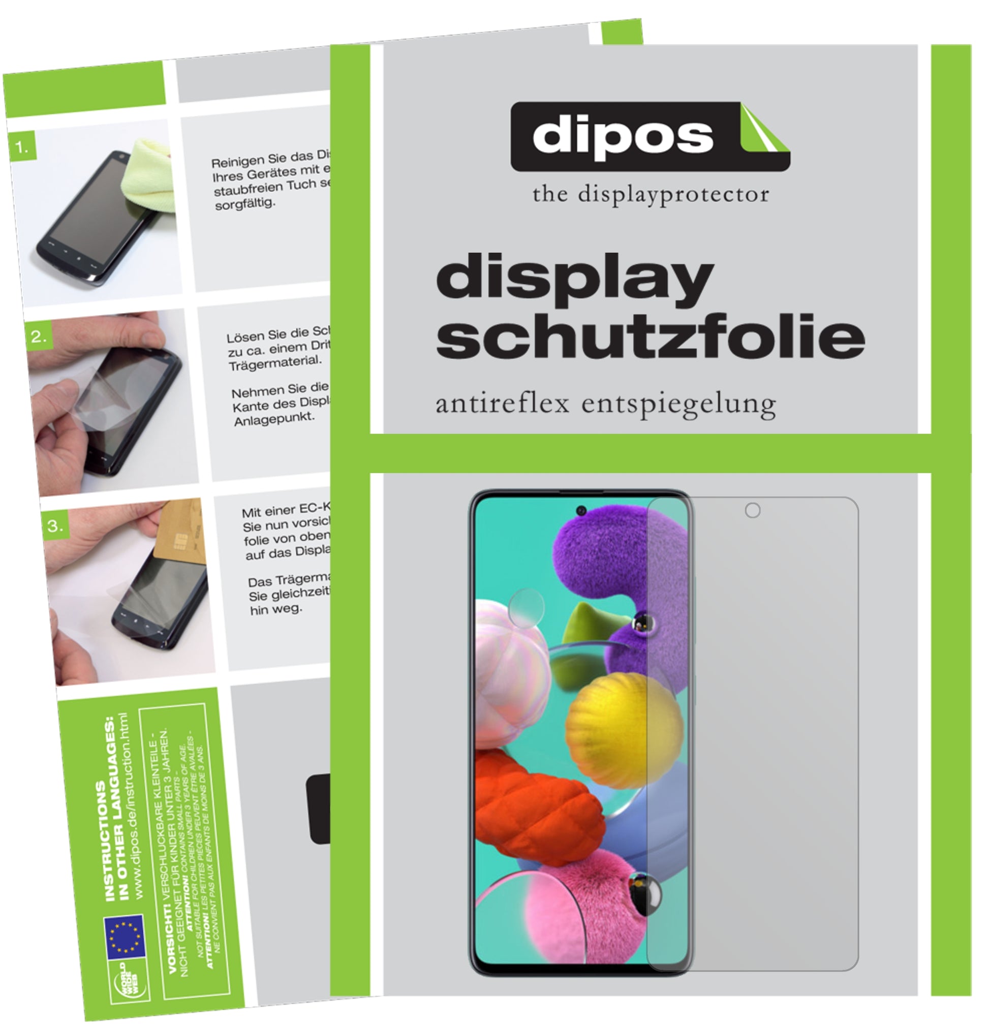 Matte Displayschutzfolie von dipos passend für Samsung Galaxy A51 5G, präziser Zuschnitt und blasenfrei montiert
