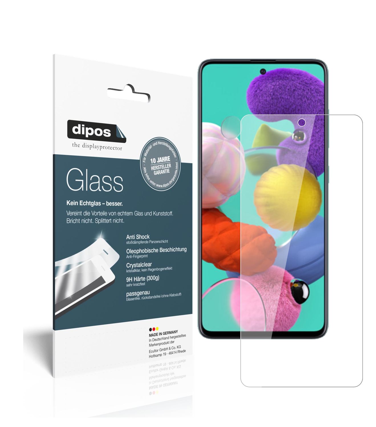 1x 9H Schutzfolie für Samsung Galaxy A71 Panzerfolie