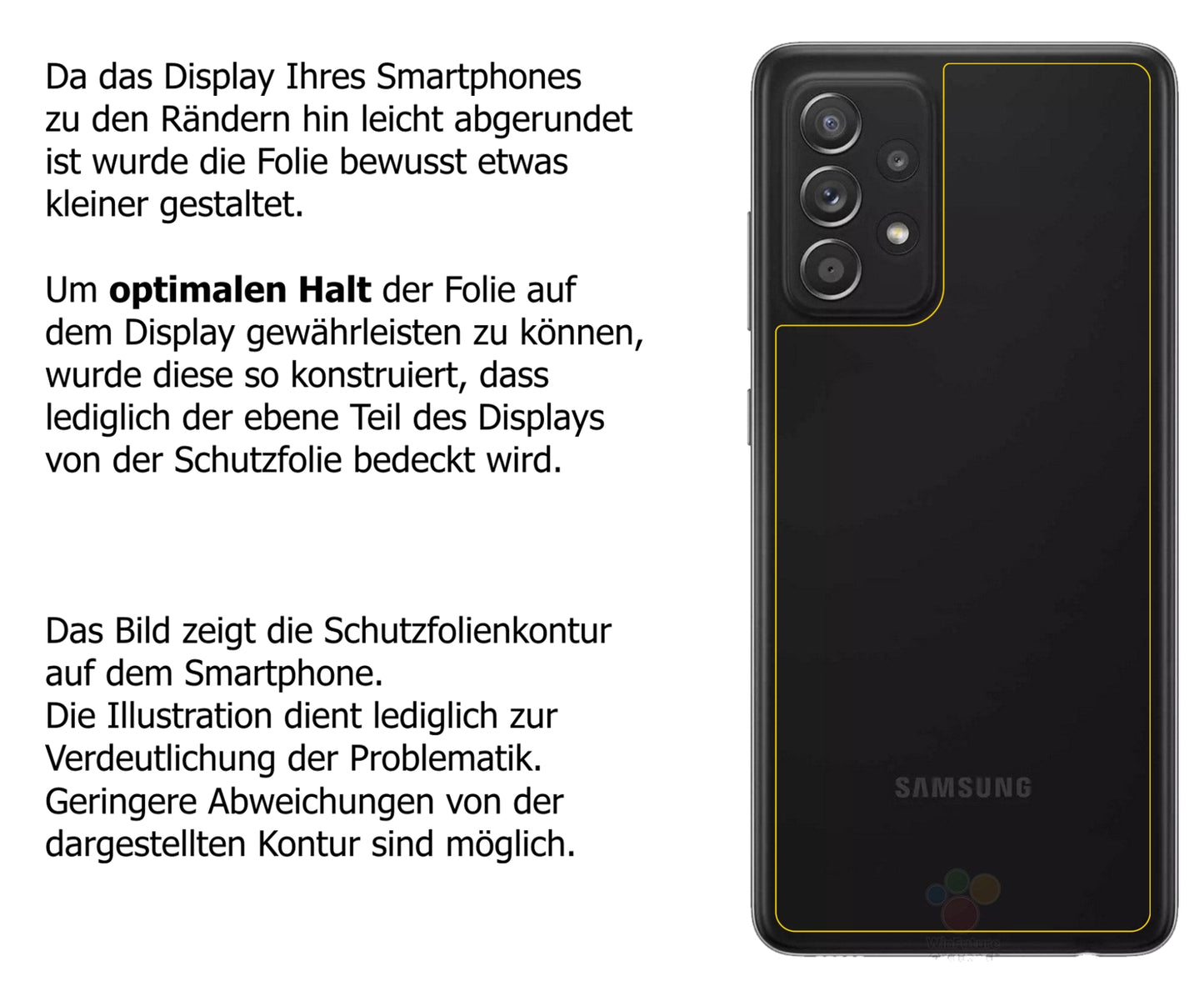 dipos Displayschutz für Samsung Galaxy A52s 5G Rückseite, transparente Oberfläche, perfekte Passform auch für die Rundungen