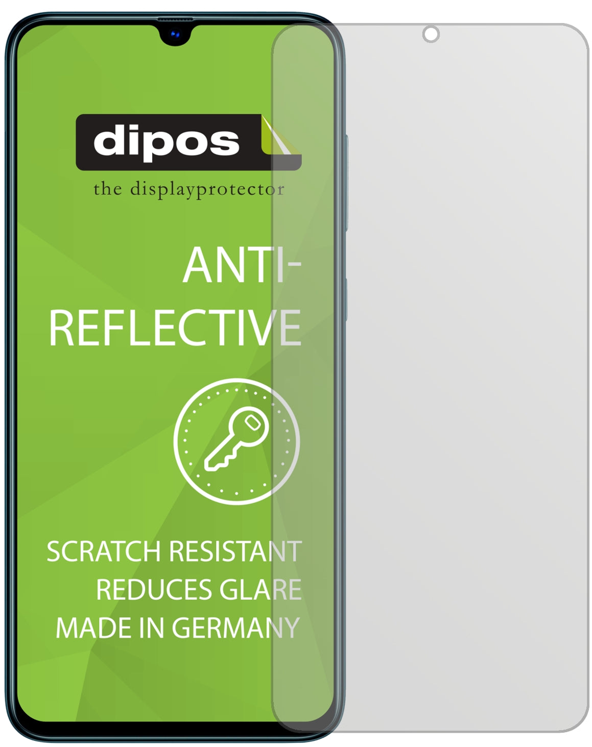 SamsungGalaxy A70s mit aufgebrachter dipos Displayschutzfolie, die lästige Fingerabdrücke minimiert