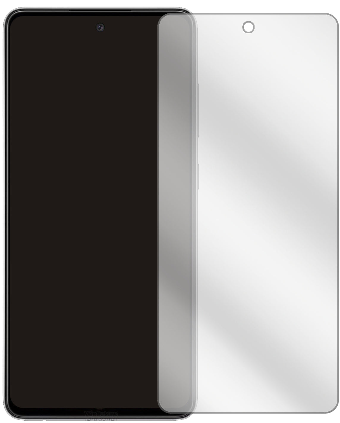 SamsungGalaxy A52s 5G mit aufgebrachter dipos Displayschutzfolie, glasklare Darstellung ohne Einschränkungen