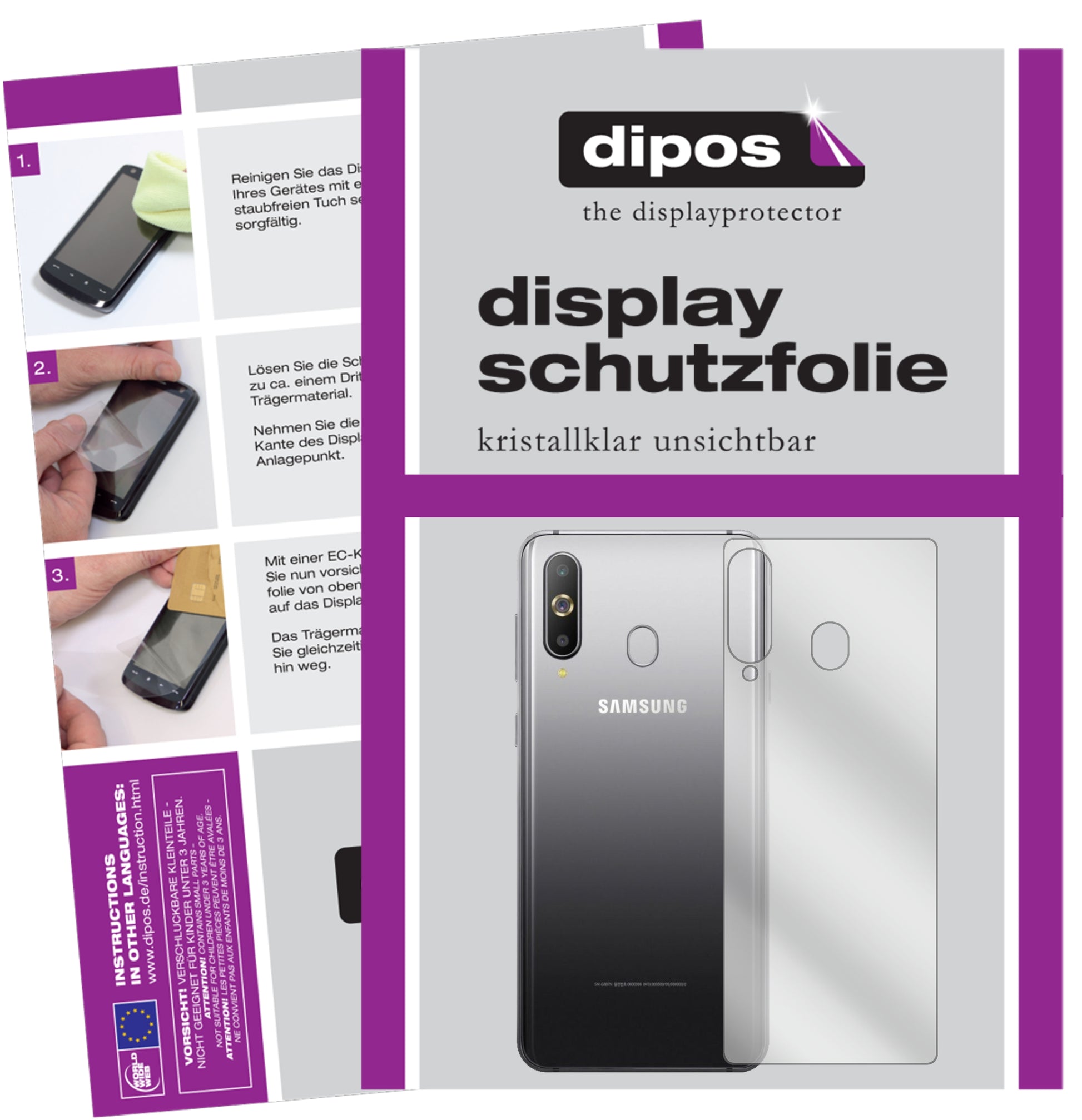 Kristallklare, dünne Schutzfolie: Kratzfest & passgenau für Samsung-Galaxy A9 Pro (2019) Rückseite